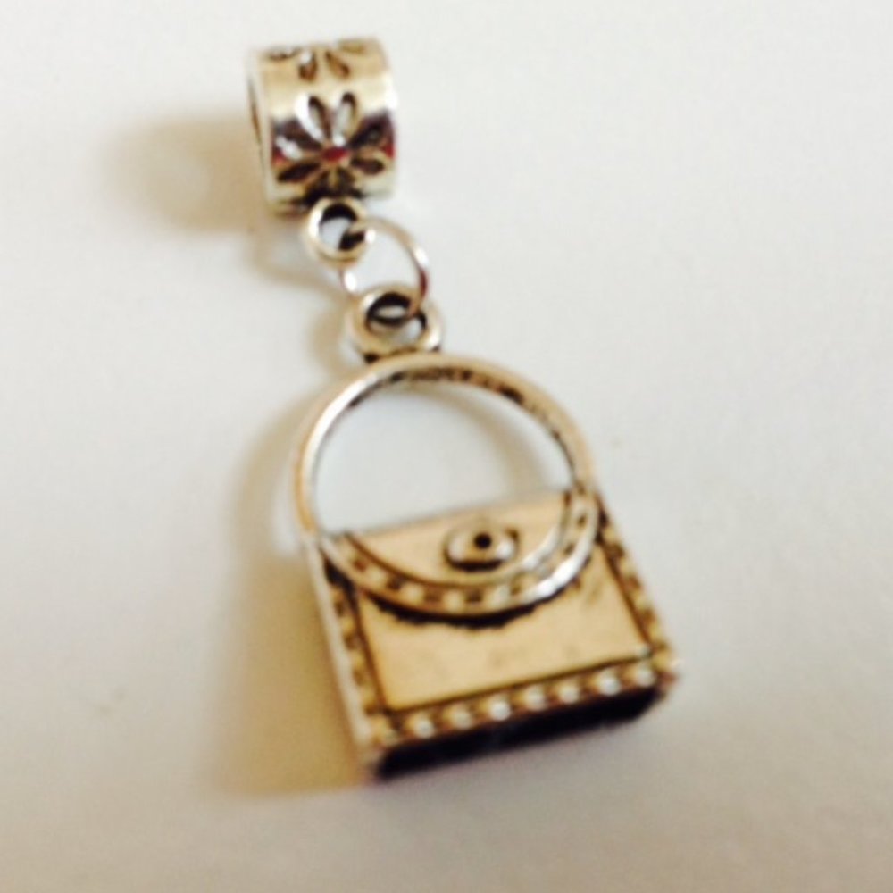 "Handbag"Sterling Silver Plated Dangling Charm For European Style Chain Bracelet